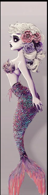 Free mermaid bookmark of a mermaid on a light background